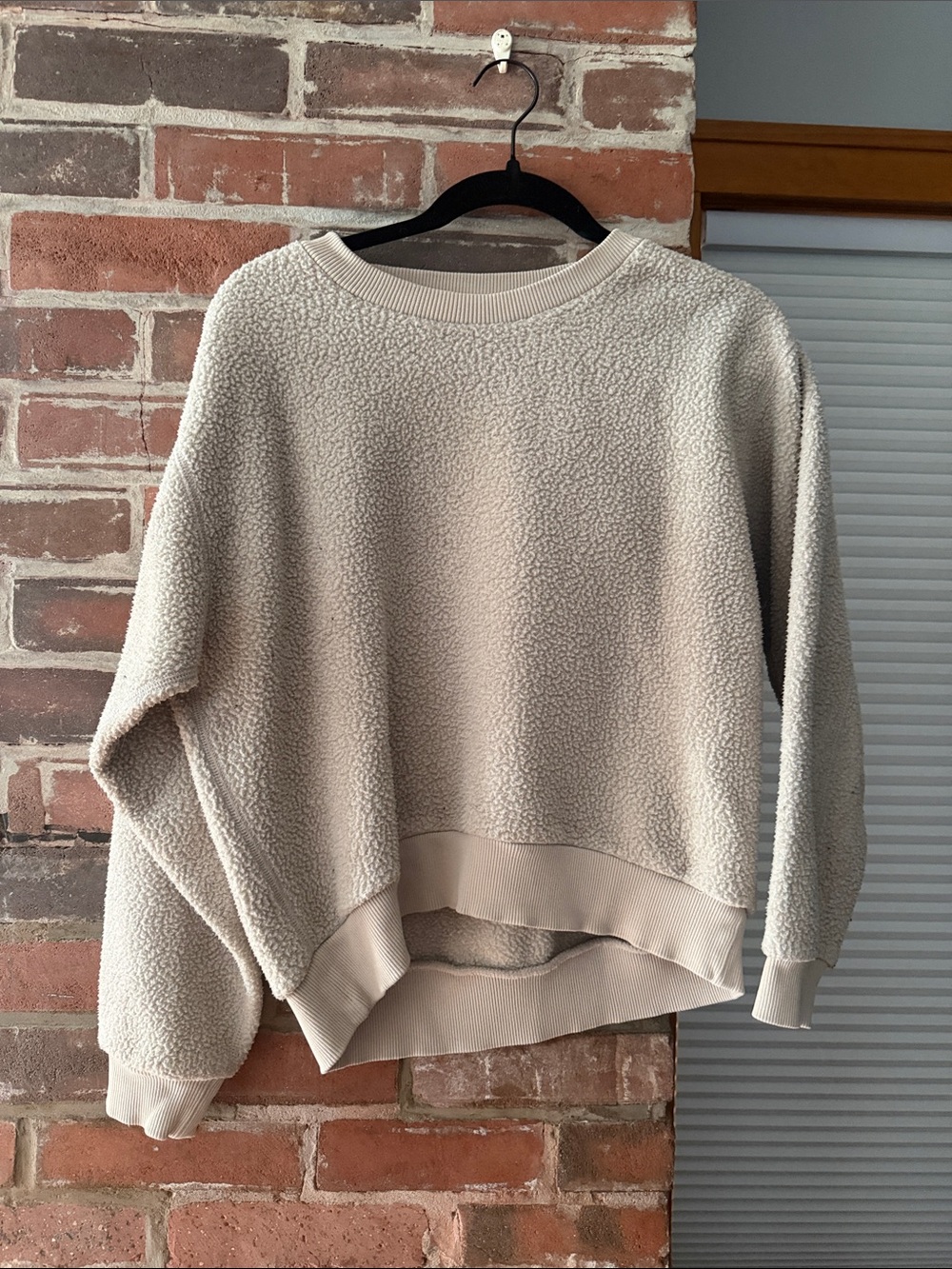 Everlane Cream Sherpa Crewneck Sweater
